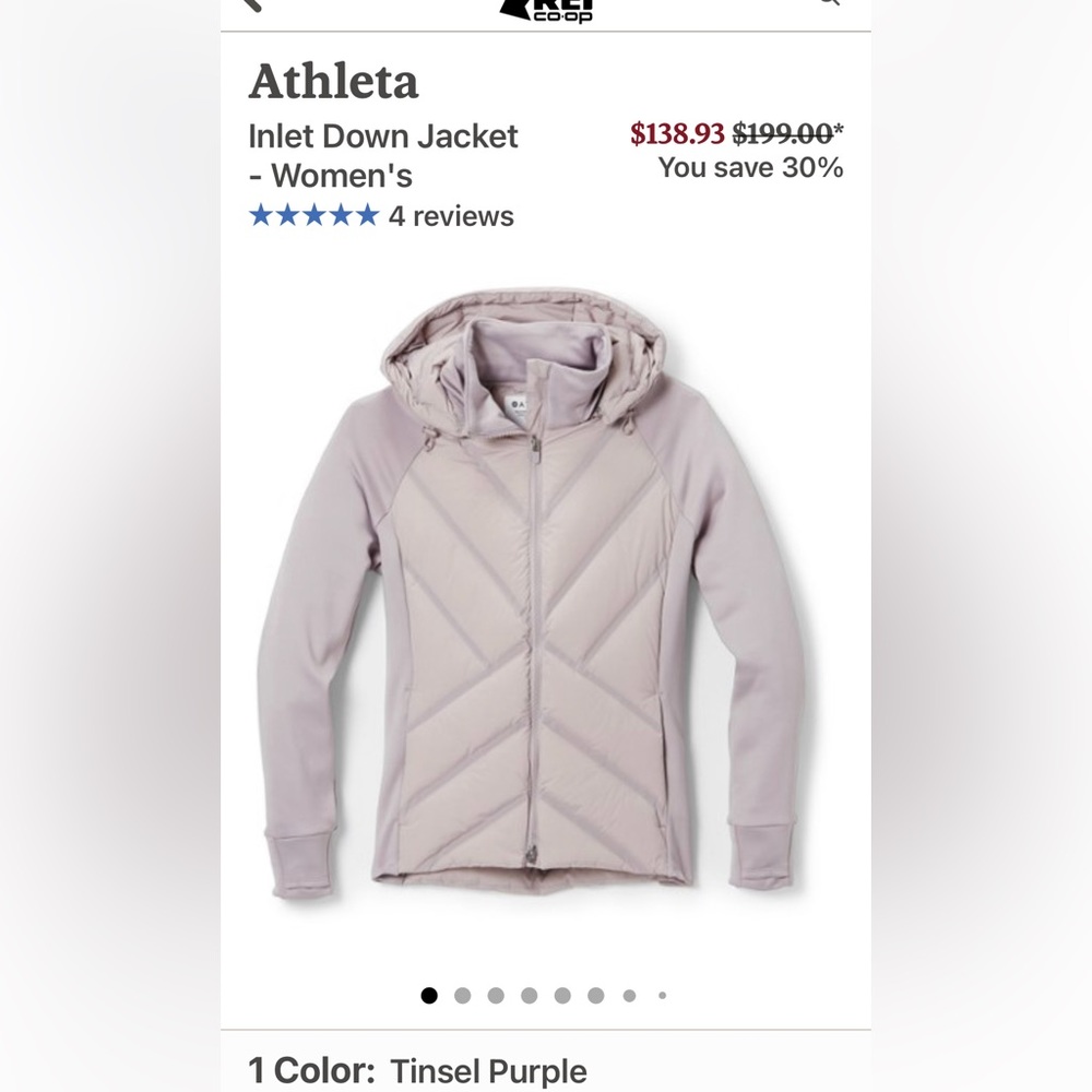 ATHLETA Inlet Jacket Medium / lavender NWOT
